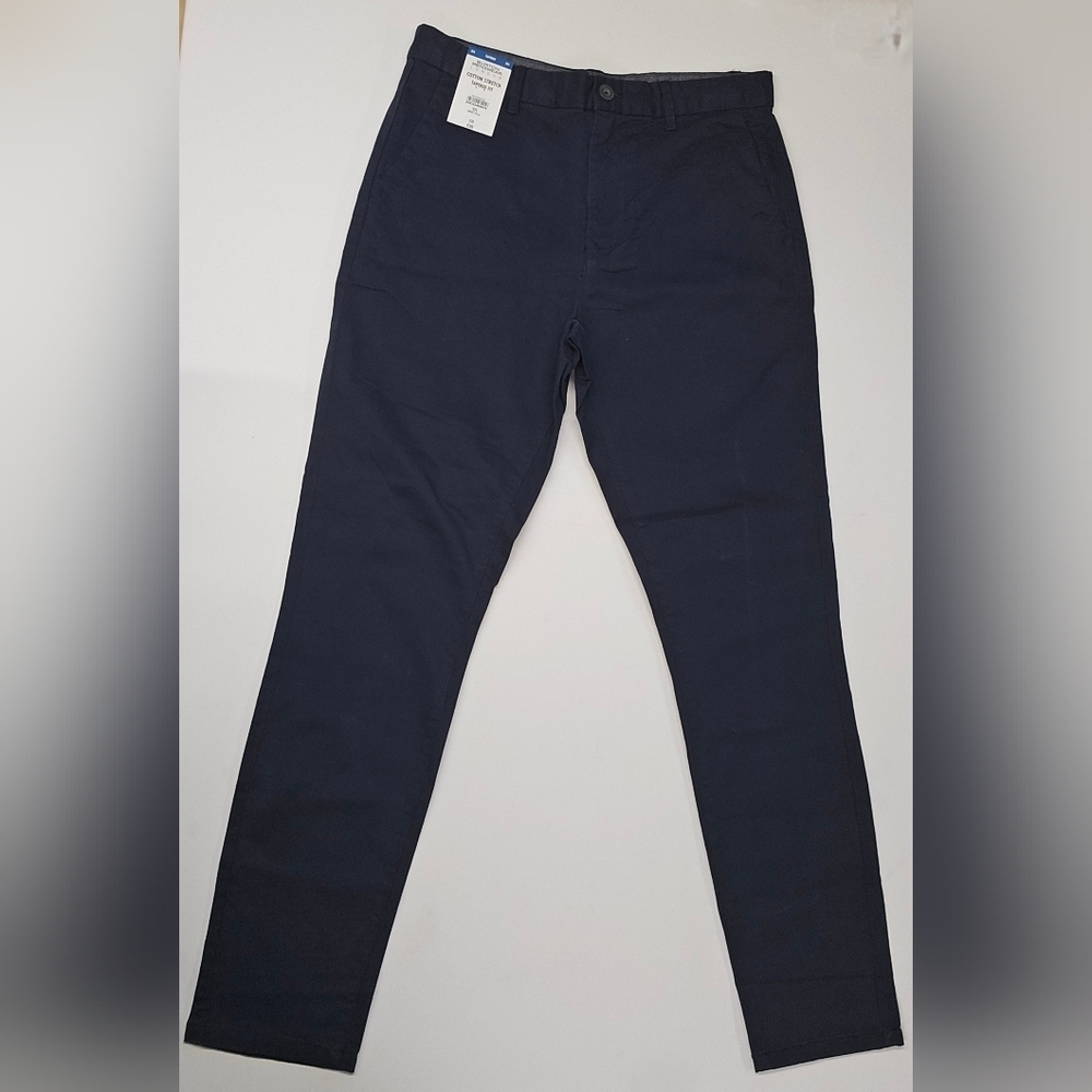 Burton Menswear London Pants Mens 32 Long Cotton Stretch Tapered Fit Business